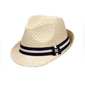 Kenny‎ K. Stingy Brim Toyo Straw Fedora Hat Straw Paper Neutral Sz Large NWOT